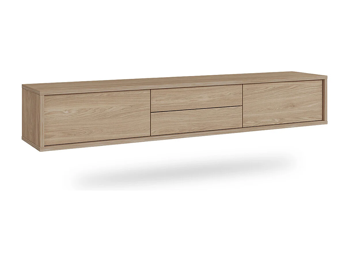 Meuble TV mural 2 portes 2 tiroirs 180 cm Idra Bois