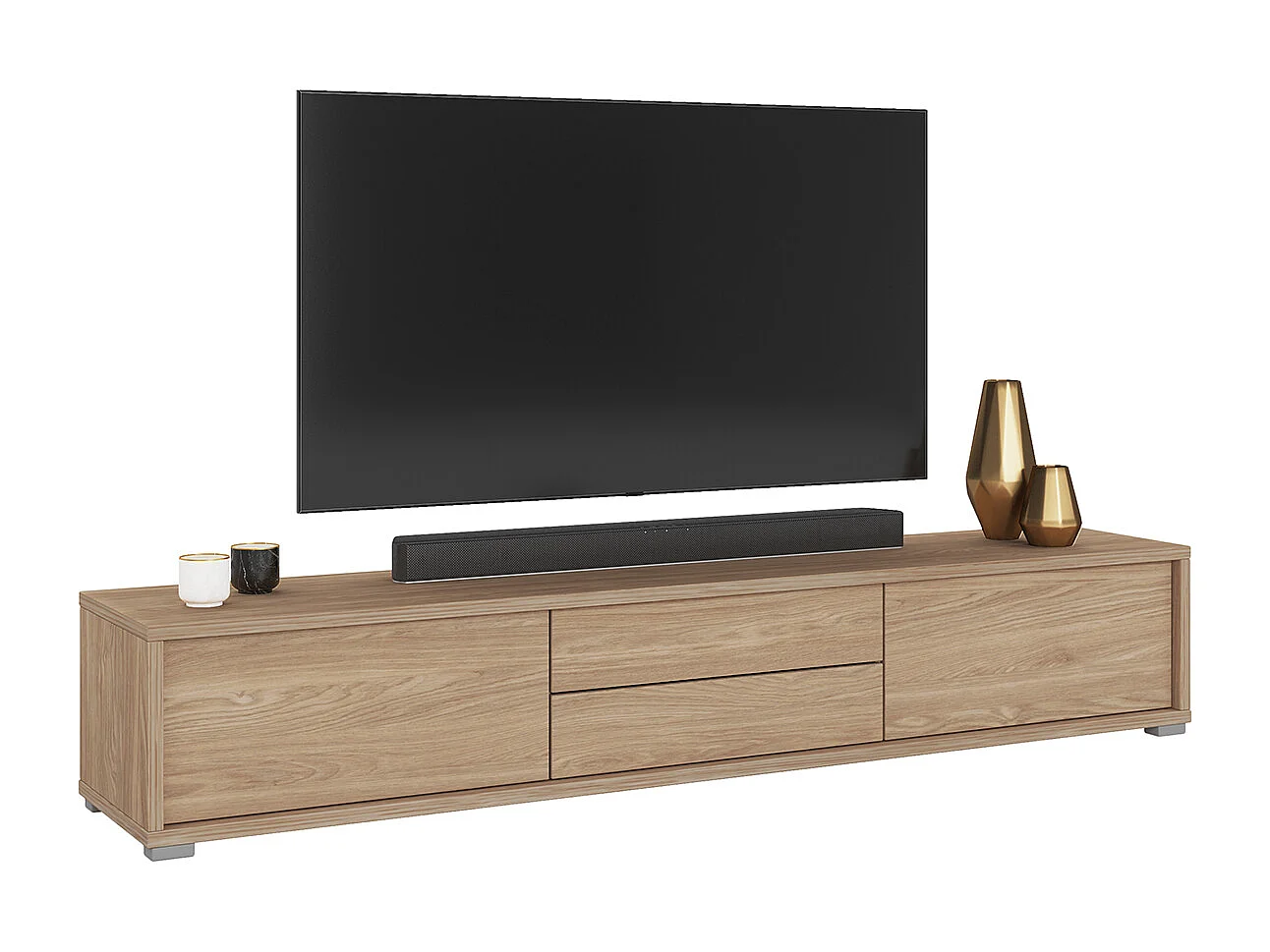 TV-meubel 2 deuren 2 laden 180 cm Idra Hout