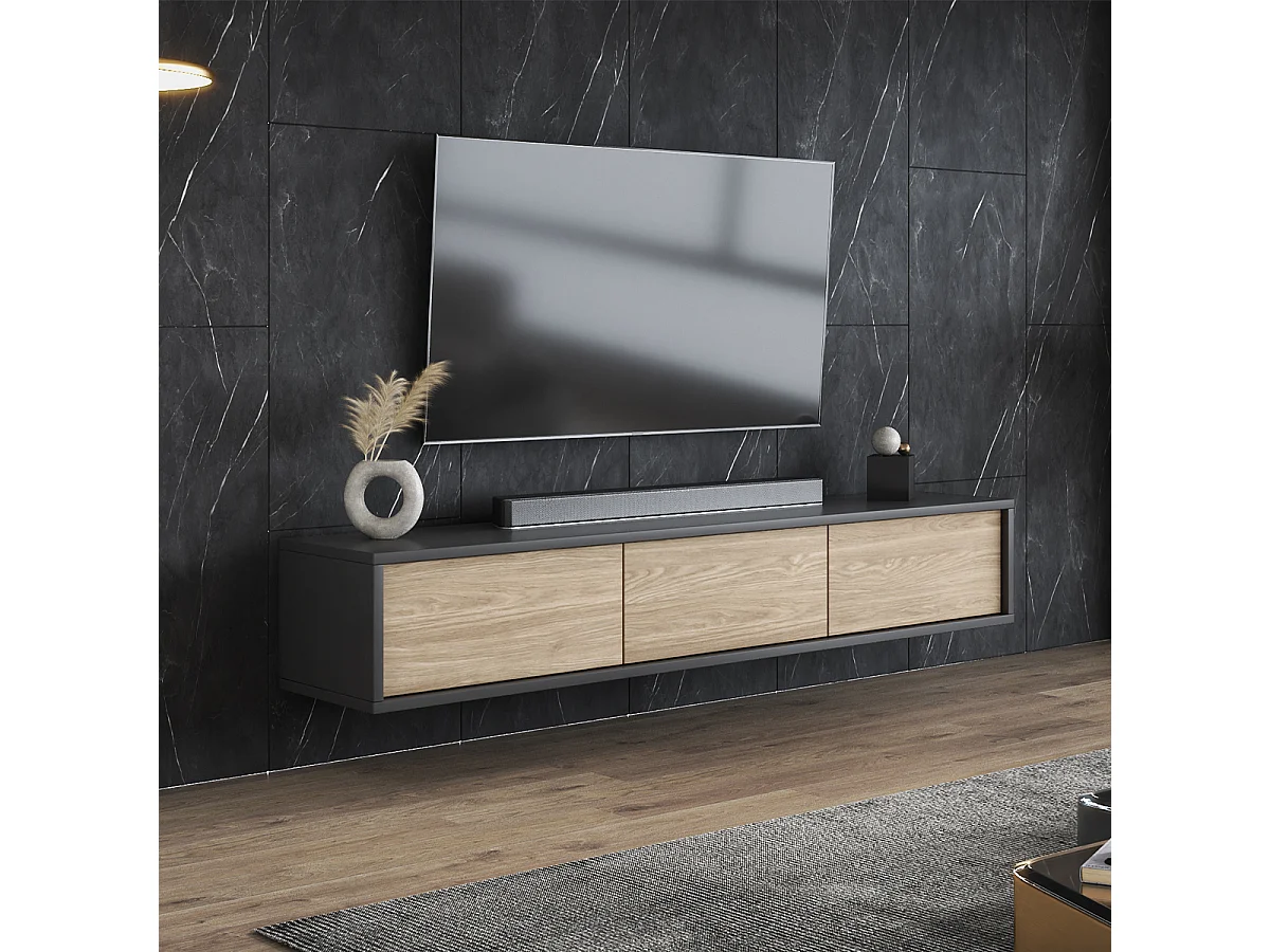 Idra Grijs en Hout 3-deurs 180 cm TV-meubel