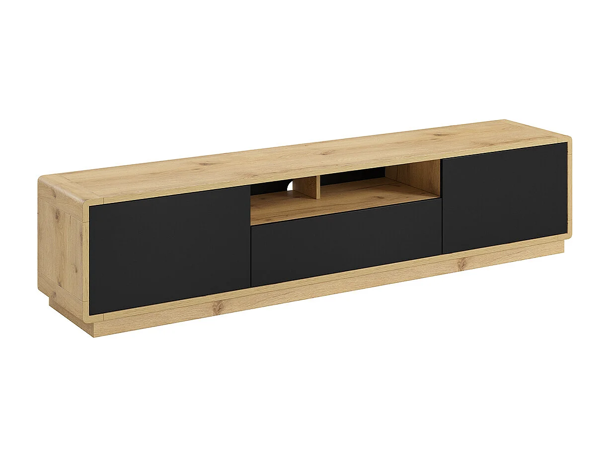 Raven Zwart en Hout 2-deurs 1-lade TV-meubel, 200 cm