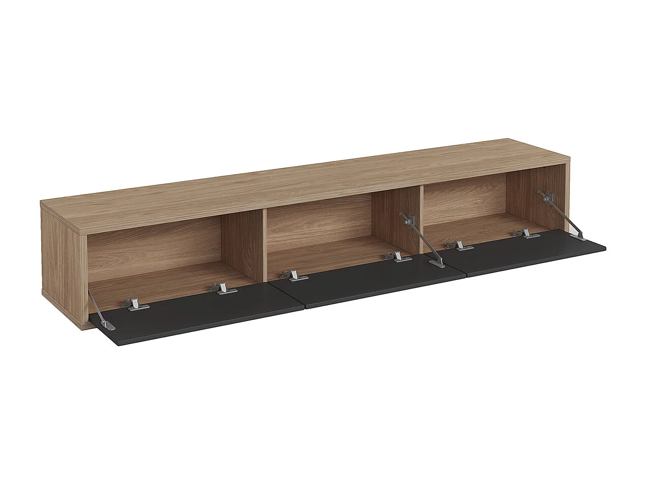 Meuble TV mural 3 portes 180 cm Idra Bois et Gris