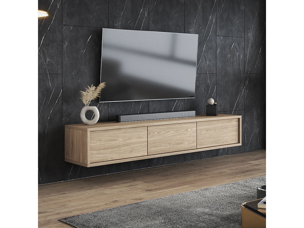 Meuble TV mural 3 portes 180 cm Idra Bois