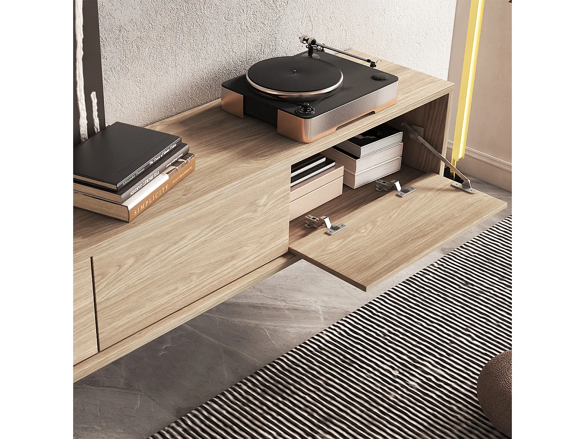 Meuble TV mural 3 portes 180 cm Idra Bois