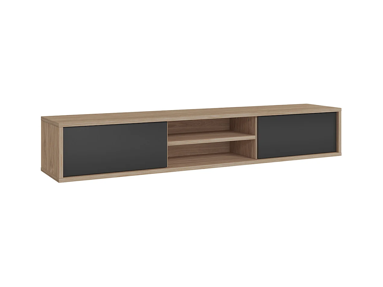 Meuble TV 2 portes 180 cm Idra Bois et Gris