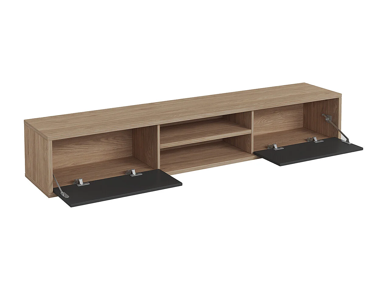 Meuble TV mural 2 portes 180 cm Idra Bois et Gris