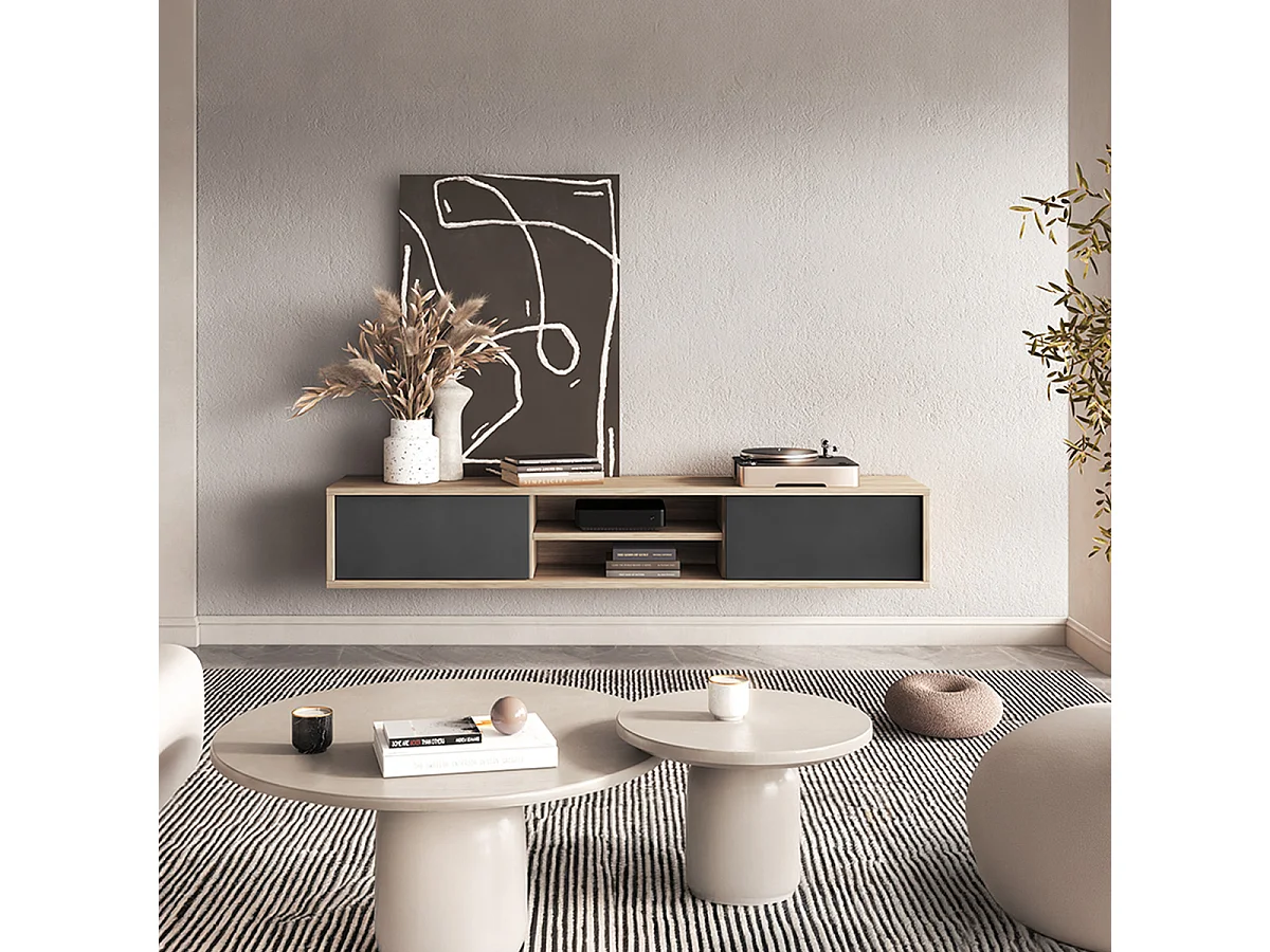 Idra Wood en Grijs 2-deurs 180 cm TV-meubel