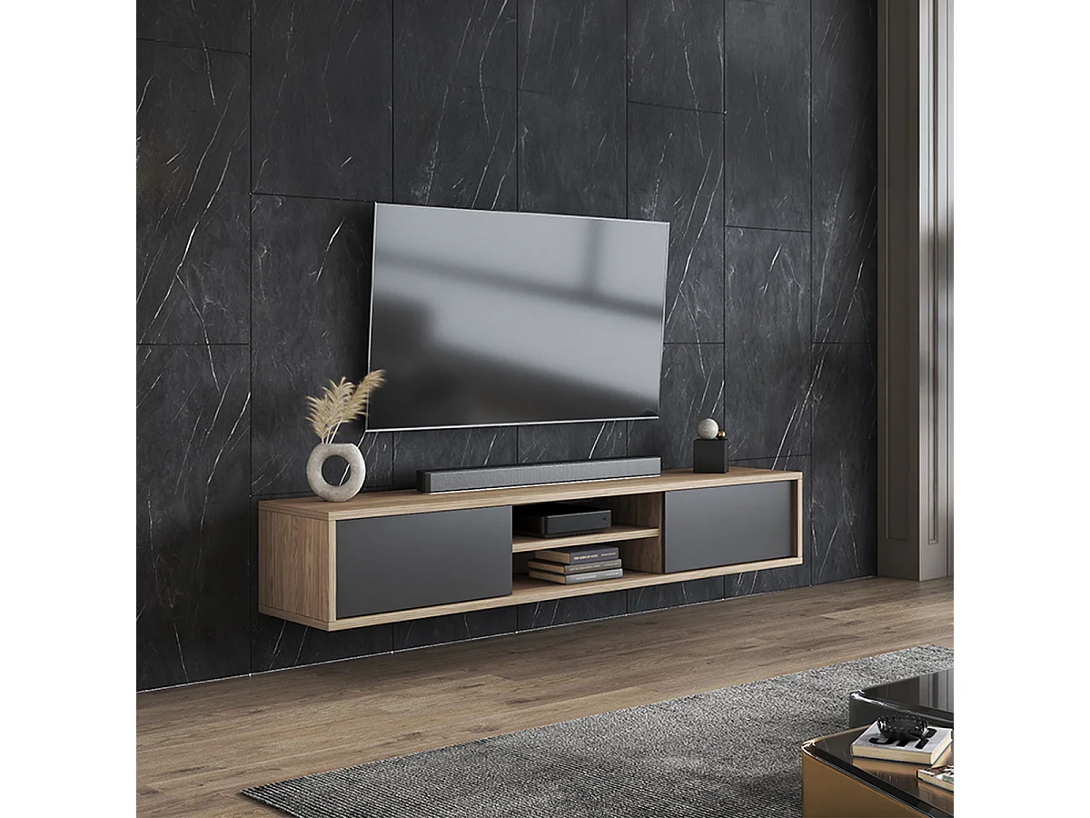 Idra Wood en Grijs 2-deurs 180 cm TV-meubel