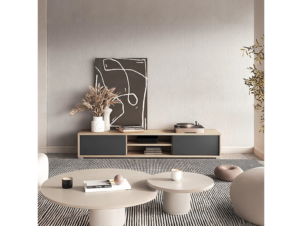 Idra Wood en Grijs 2-deurs 180 cm TV-meubel