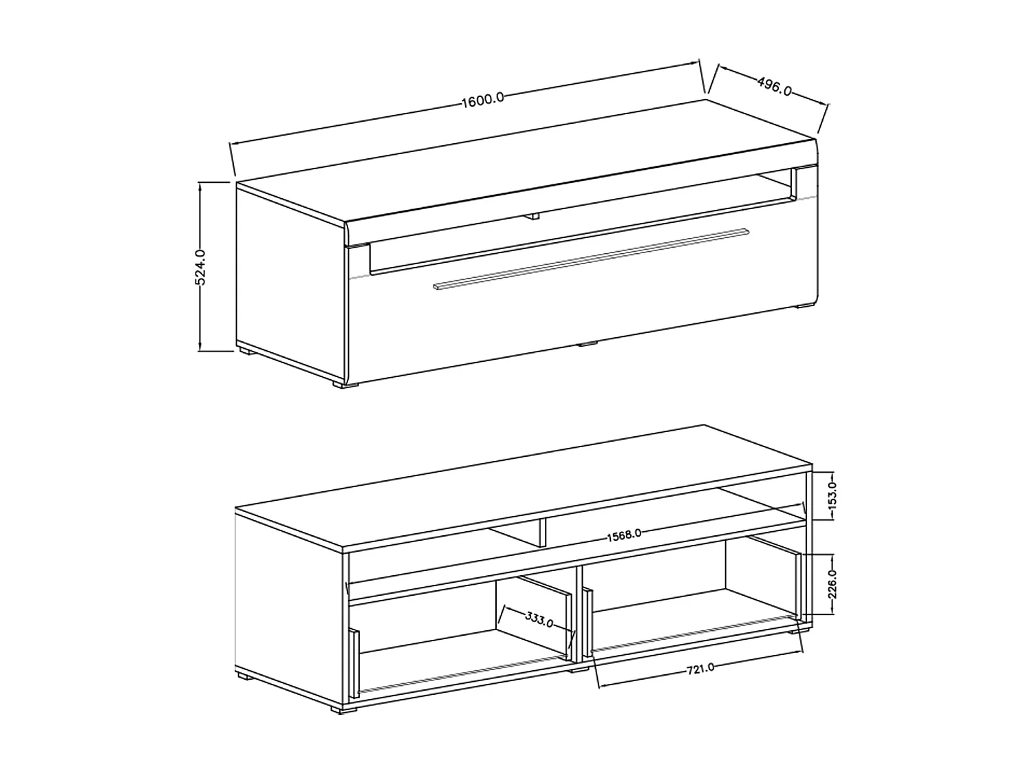 Meuble TV 1 tiroir 160 cm Louis Bois