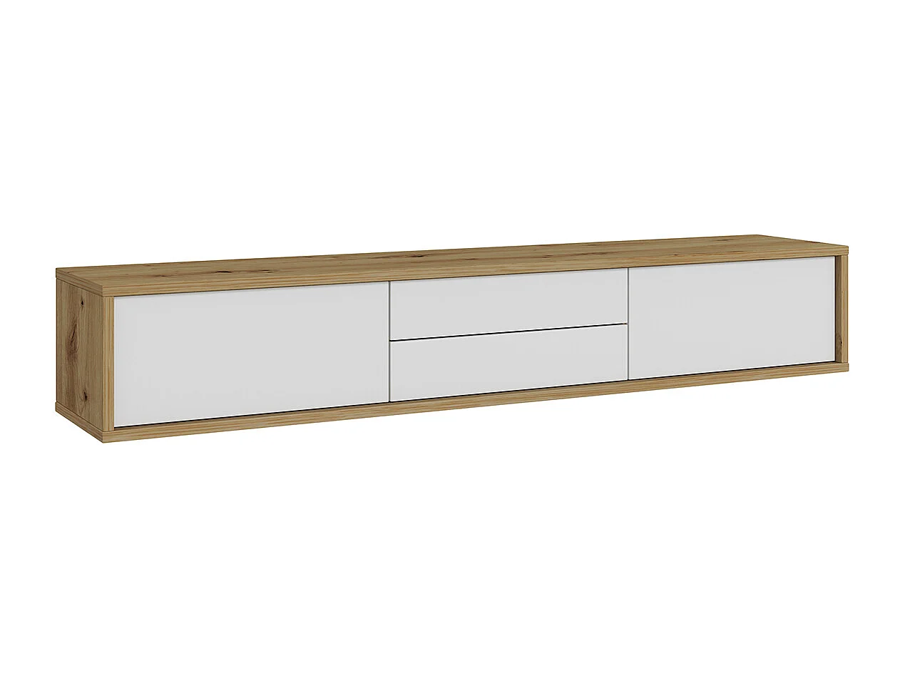 Móvel TV 2 portas 2 gavetas Idra branco e madeira 180cm