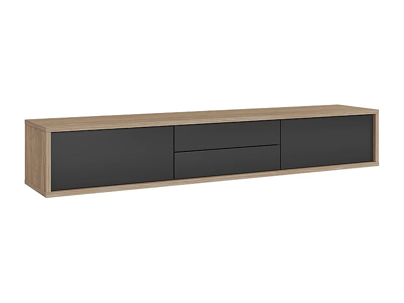 Mueble TV 2 puertas 2 cajones 180 cm Idra Madera y Gris