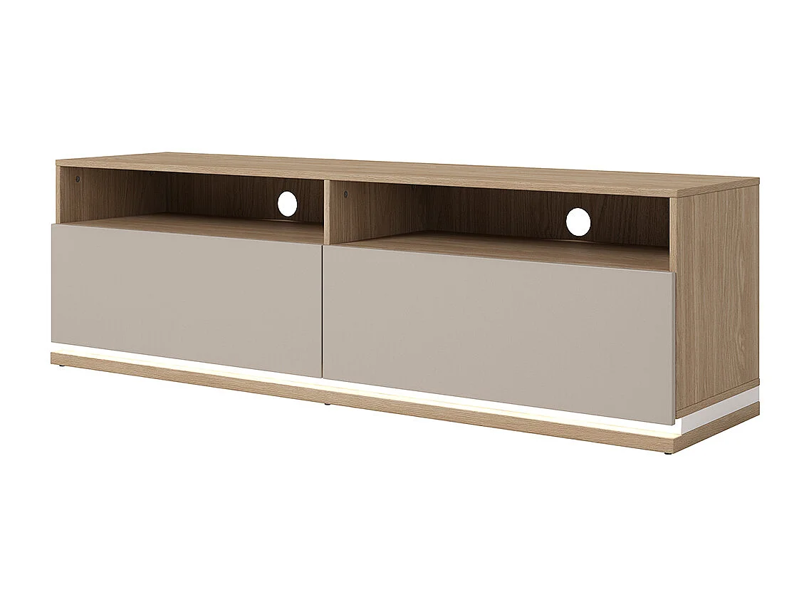 Meuble TV 2 tiroirs 160 cm Iria Cachemire et Bois