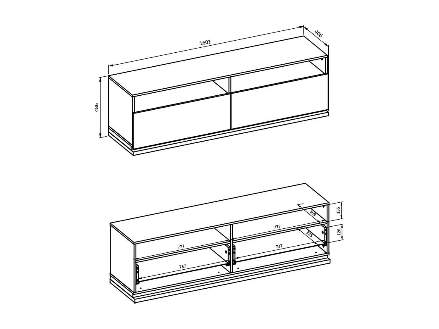 Meuble TV 2 tiroirs 160 cm Iria Cachemire et Bois