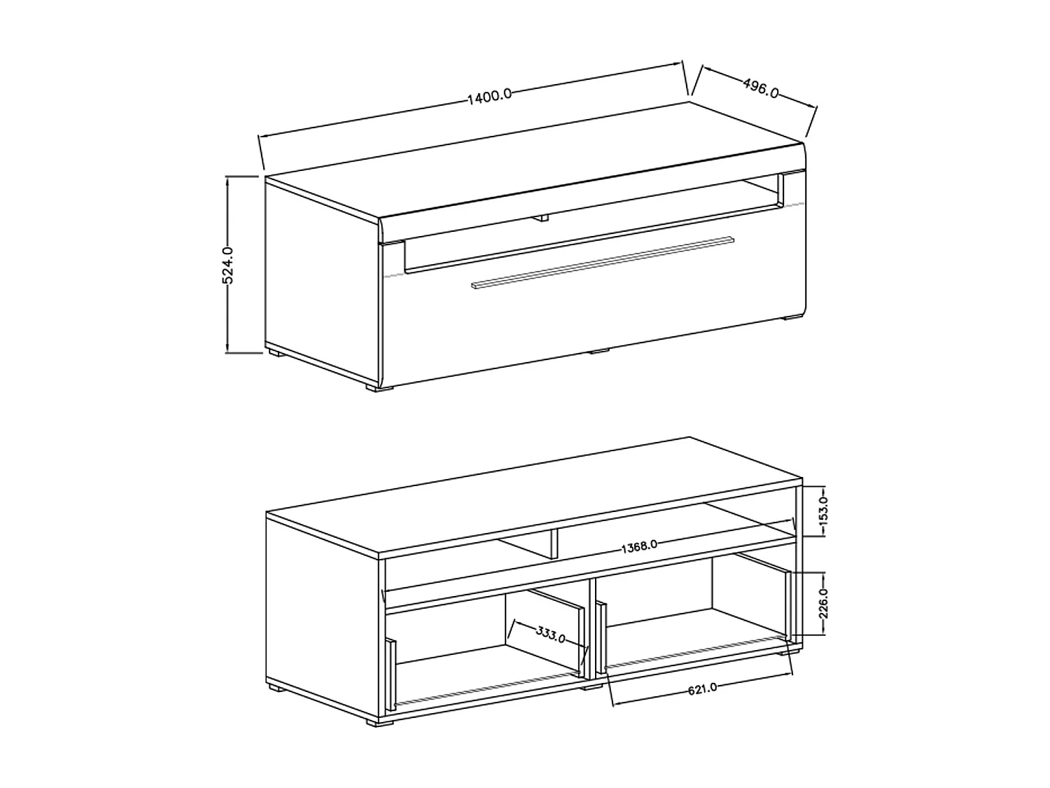 Mobile TV 1 cassetto Louis bianco 140cm