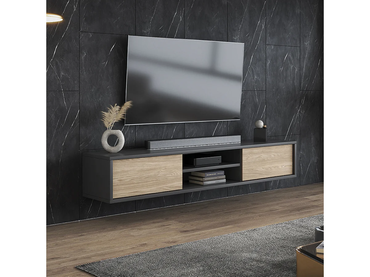 Móvel TV 2 portas Idra madeira e cinzento 180cm