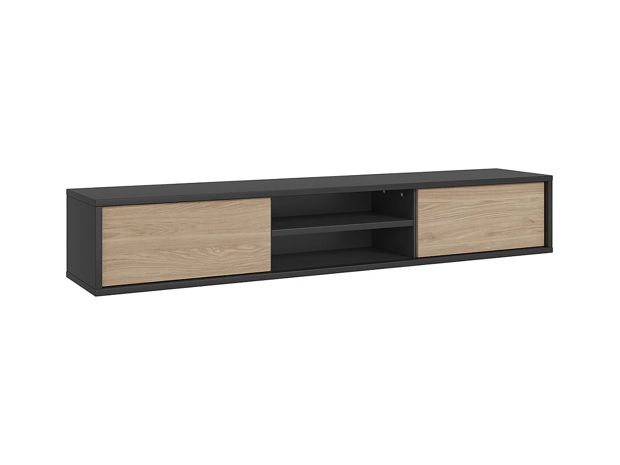Meuble TV 2 portes 180 cm Idra Gris et Bois