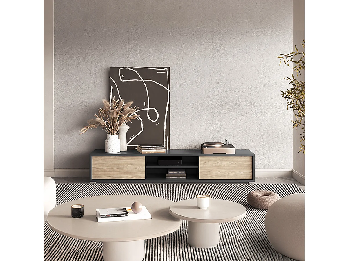 Idra Grijs en Hout 2-deurs 180 cm TV-meubel