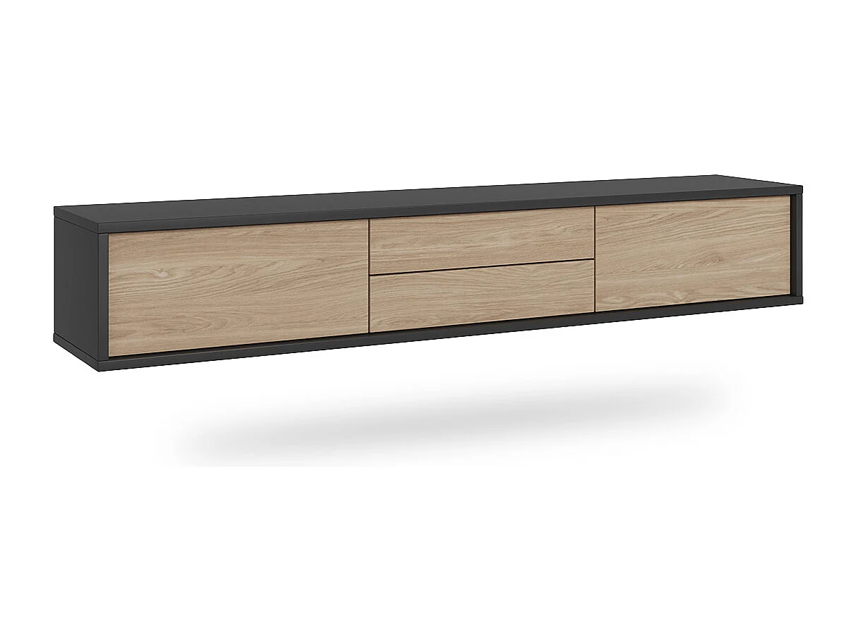 Idra Grijs en Hout 2-deurs TV-meubel met 2 laden 180 cm