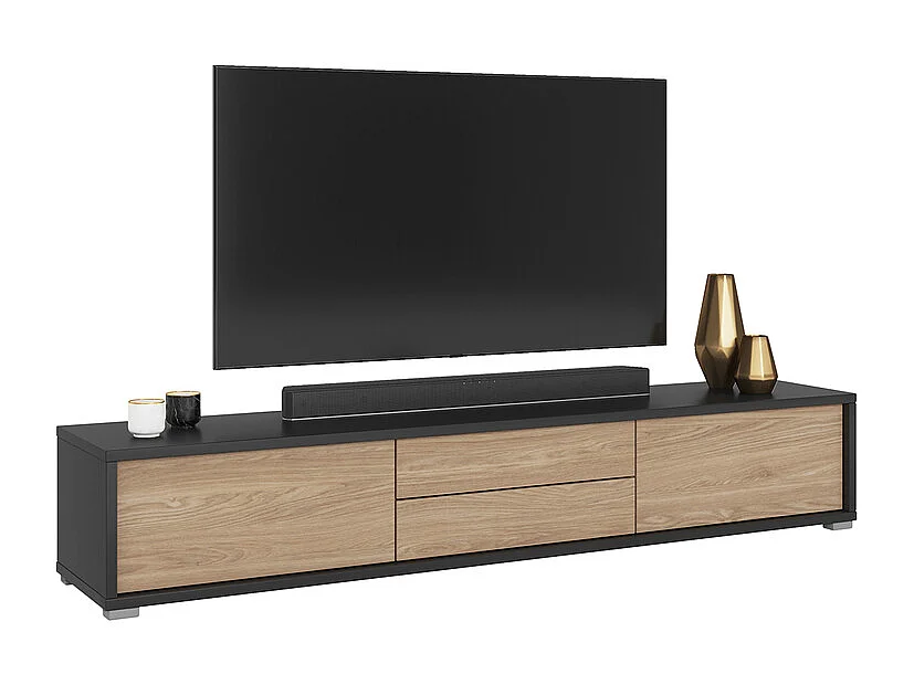 Idra Grijs en Hout 2-deurs TV-meubel met 2 laden 180 cm