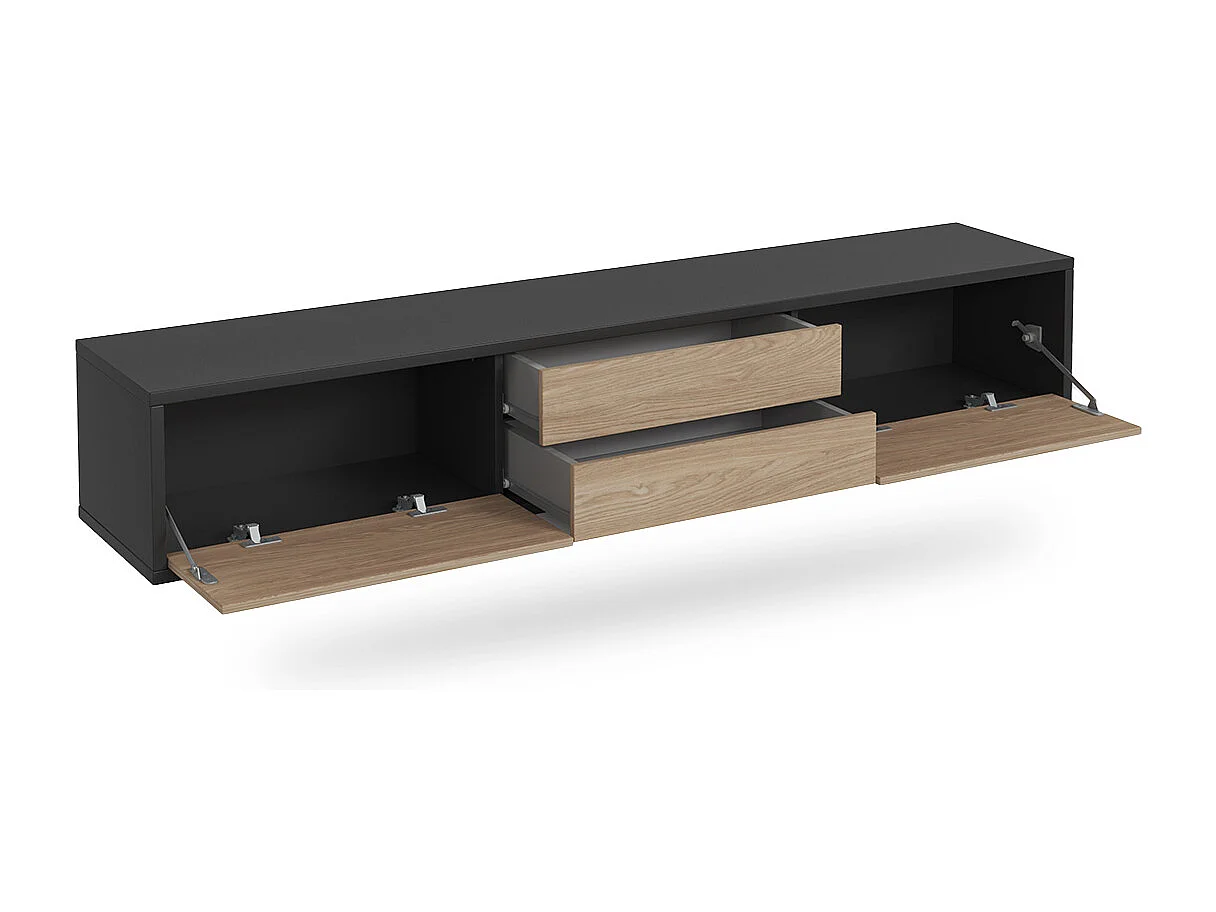 Idra Grijs en Hout 2-deurs TV-meubel met 2 laden 180 cm