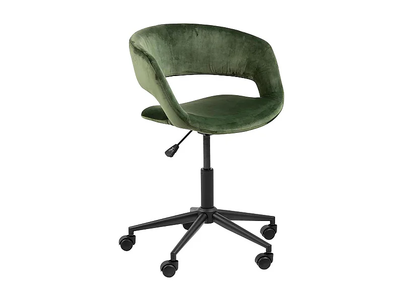 Chaise de bureau à roulettes en velours vert