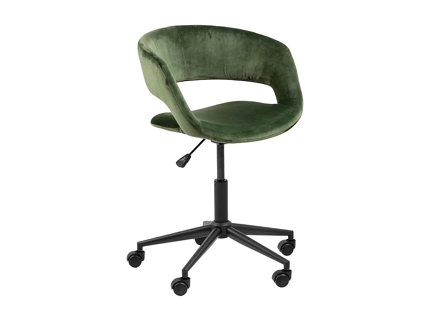Chaise de bureau à roulettes en velours vert