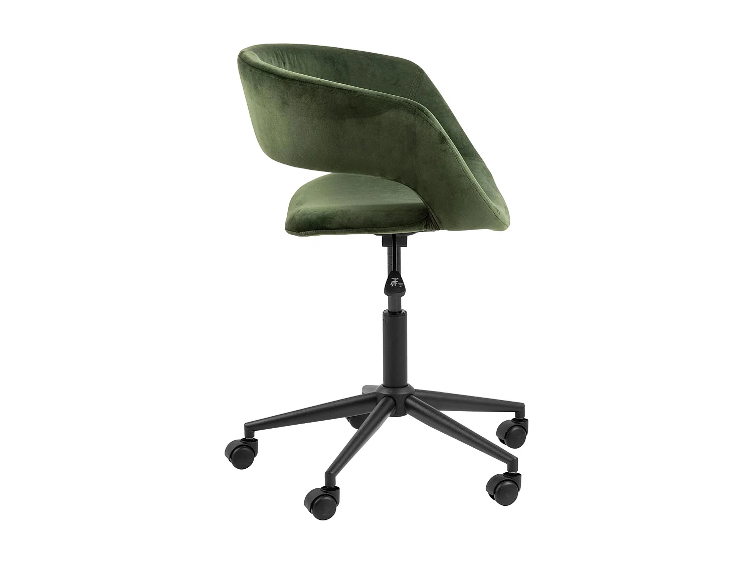 Chaise de bureau à roulettes en velours vert