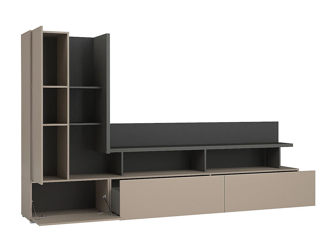 Mur TV 270 cm Opio Taupe et Anthracite