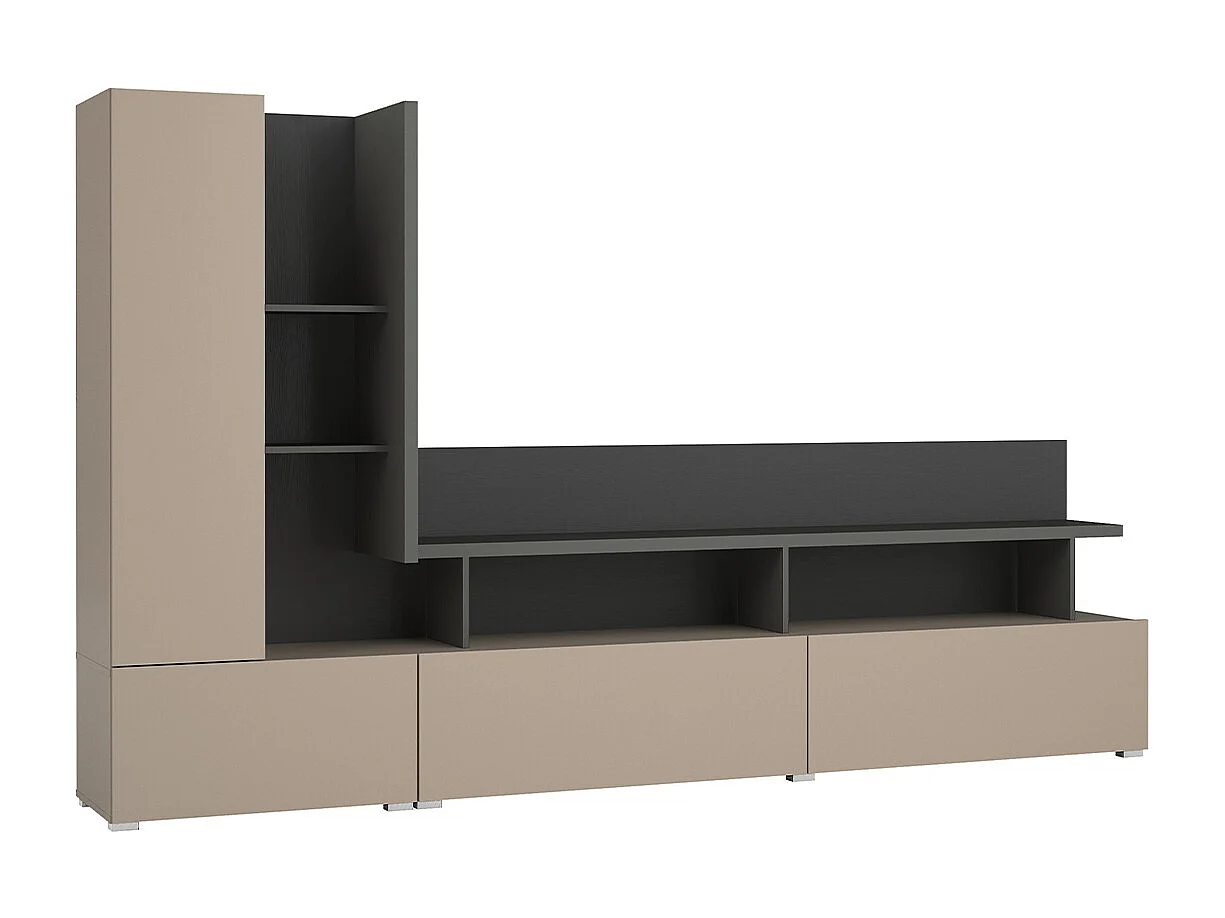 Mur TV 270 cm Opio Taupe et Anthracite
