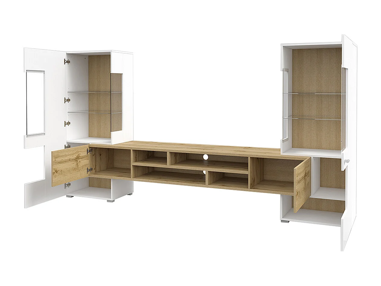 Conjunto de muebles TV y 2 armarios Akram Blanco y Madera