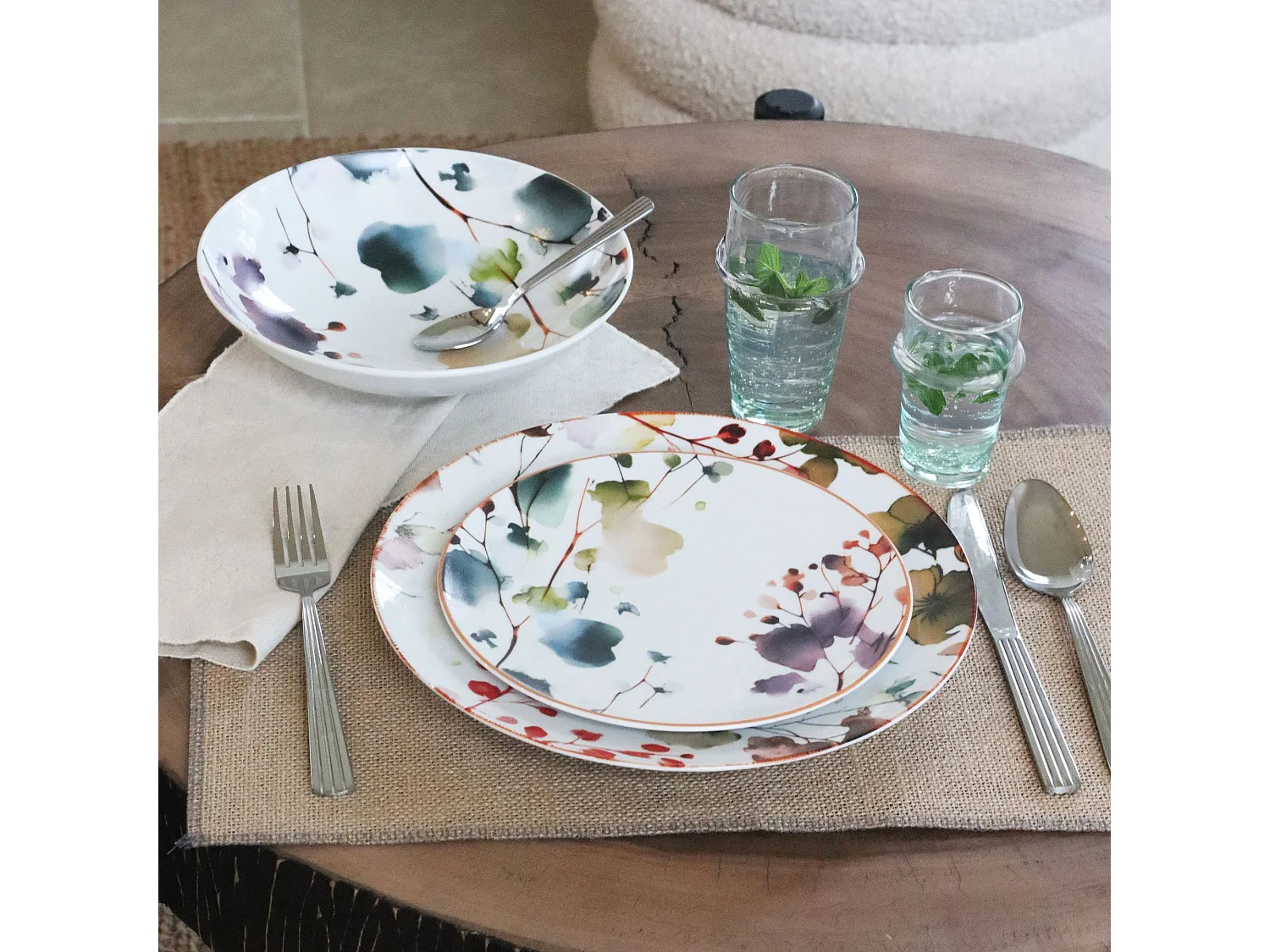 Novastyl - Lot 6 Assiettes Calottes Aquarelle 21cm En Porcelaine