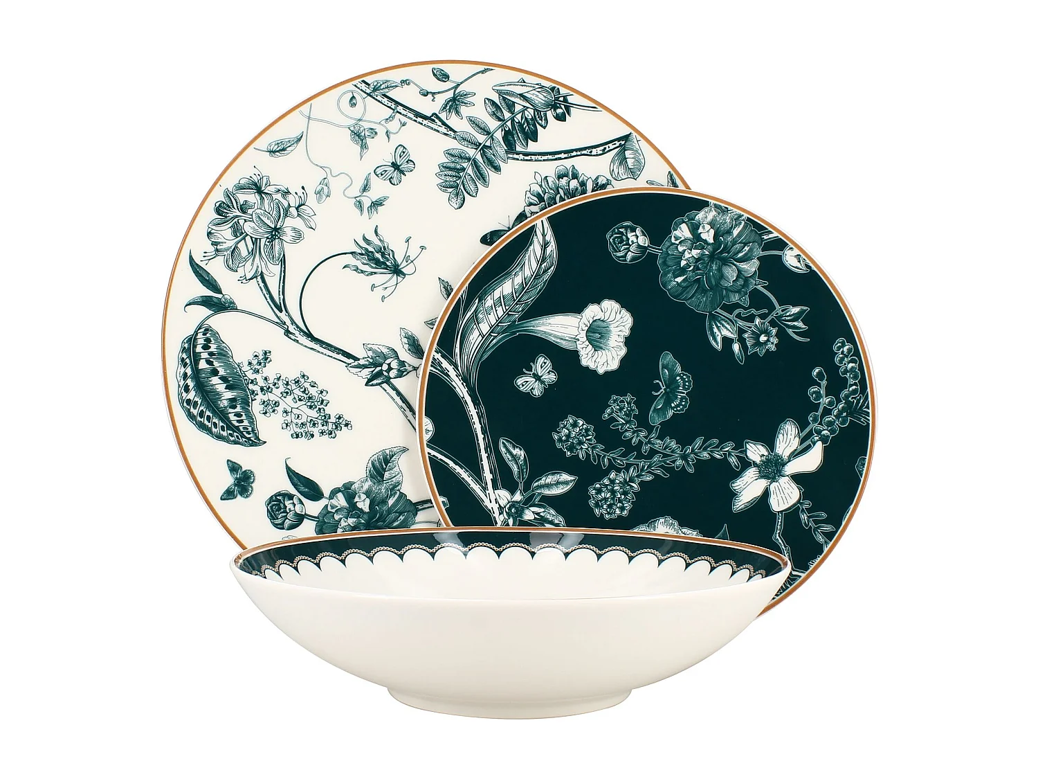 Novastyl - Lot 6 Assiettes Dessert Botanic 20cm En Porcelaine