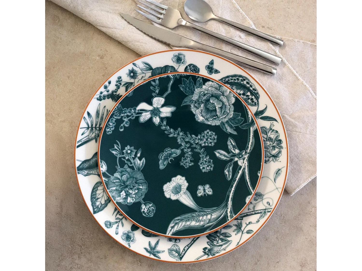 Novastyl - Lot 6 Assiettes Dessert Botanic 20cm En Porcelaine