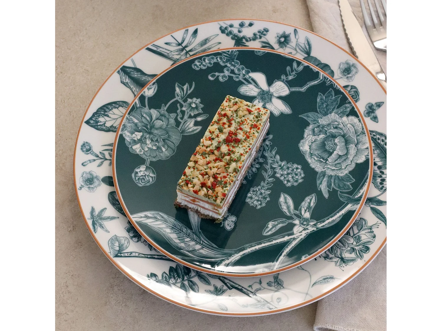Novastyl - Lot 6 Assiettes Dessert Botanic 20cm En Porcelaine