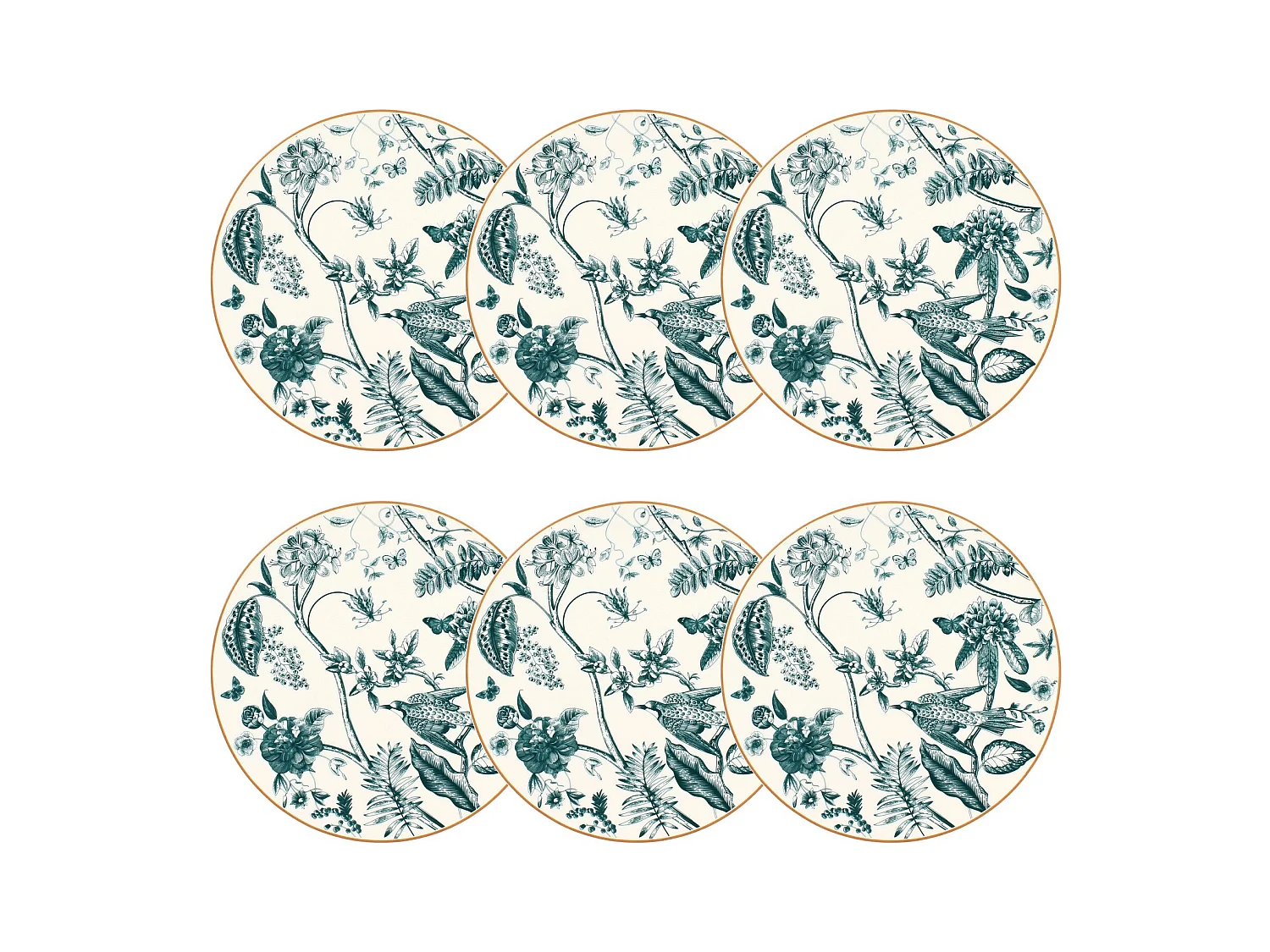 Novastyl - Lot 6 Assiettes Plates Botanic 27cm En Porcelaine