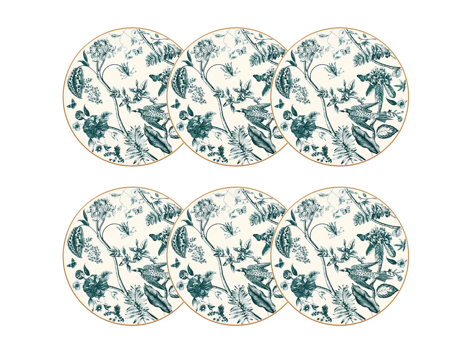 Novastyl - Lot 6 Assiettes Plates Botanic 27cm En Porcelaine