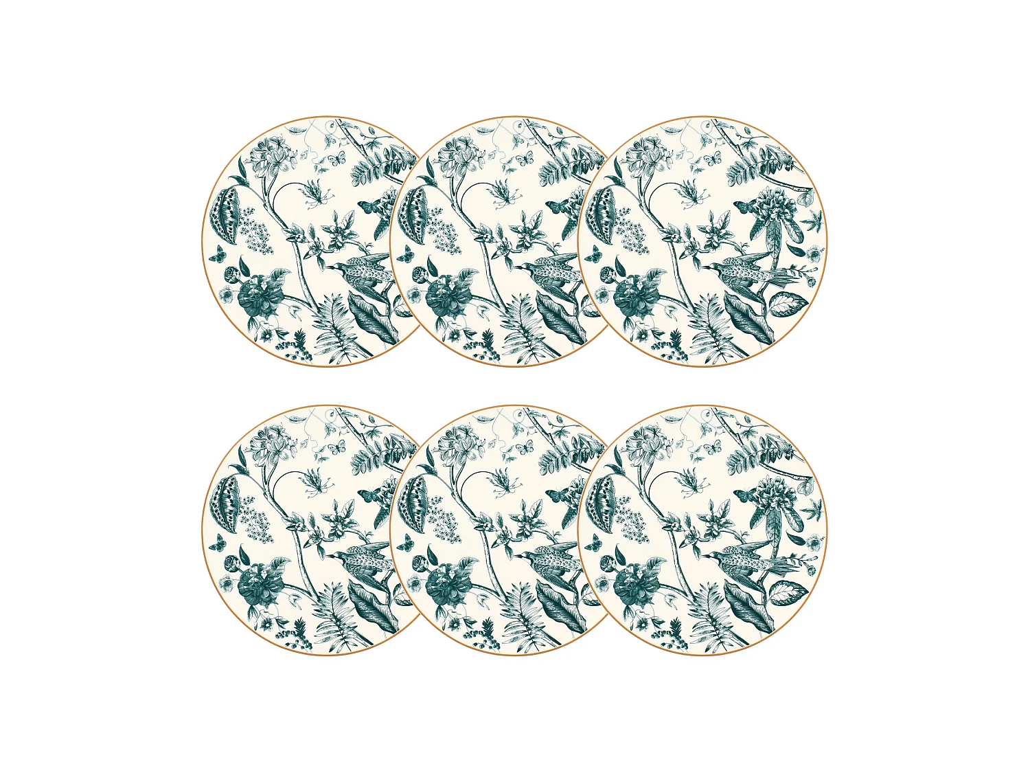 Novastyl - Lot 6 Assiettes Plates Botanic 27cm En Porcelaine