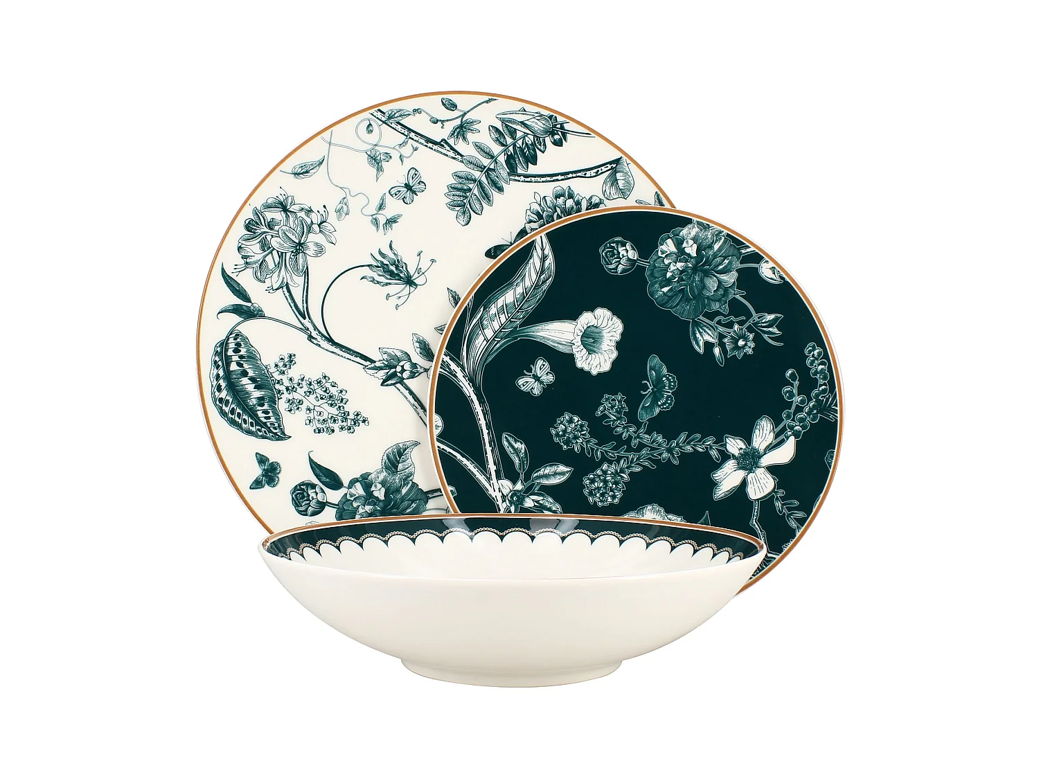 Novastyl - Lot 6 Assiettes Plates Botanic 27cm En Porcelaine