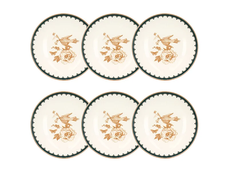 Novastyl - Lot 6 Assiettes Creuses Botanic 21cm En Porcelaine