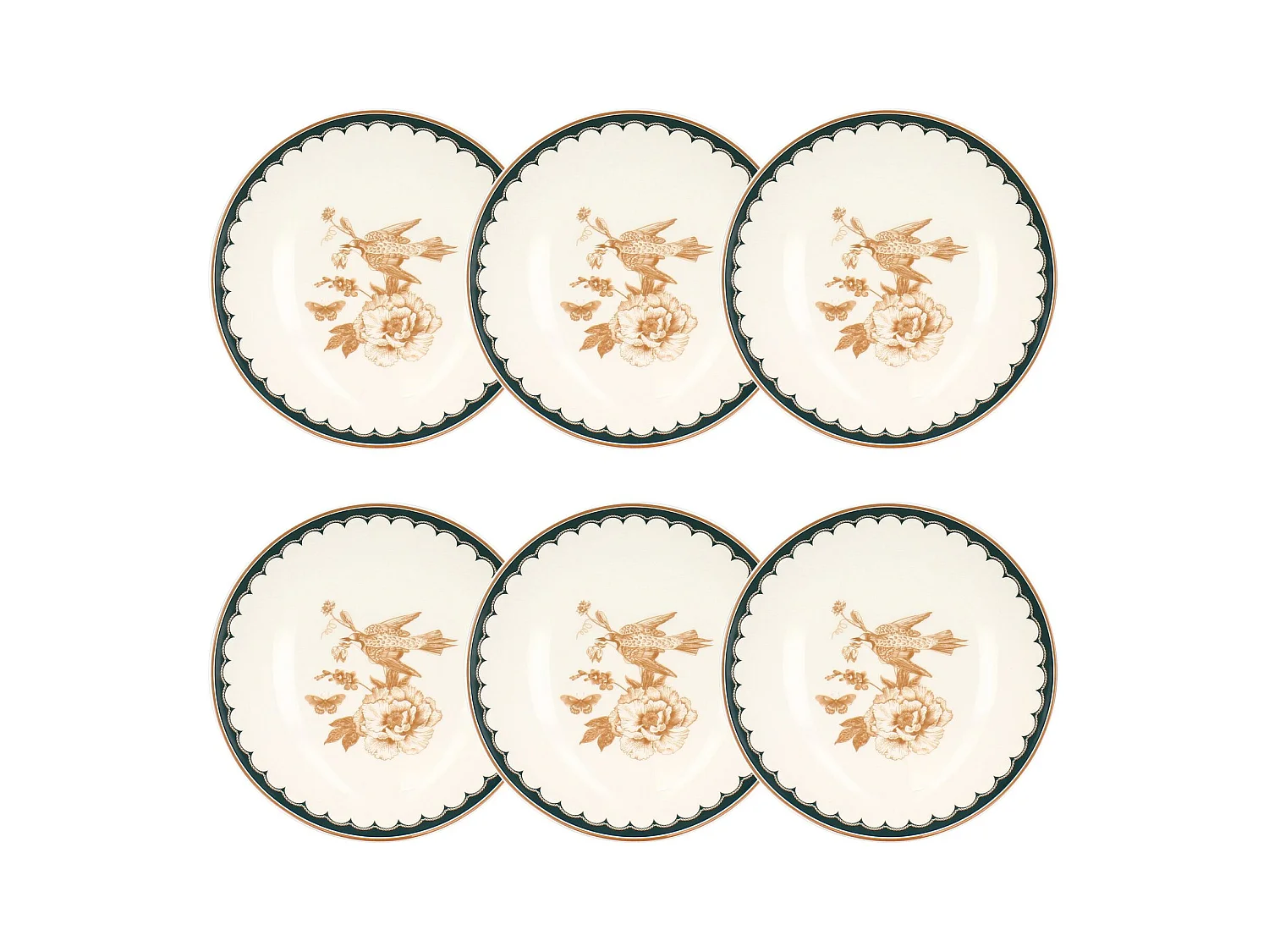 Novastyl - Lot 6 Assiettes Creuses Botanic 21cm En Porcelaine