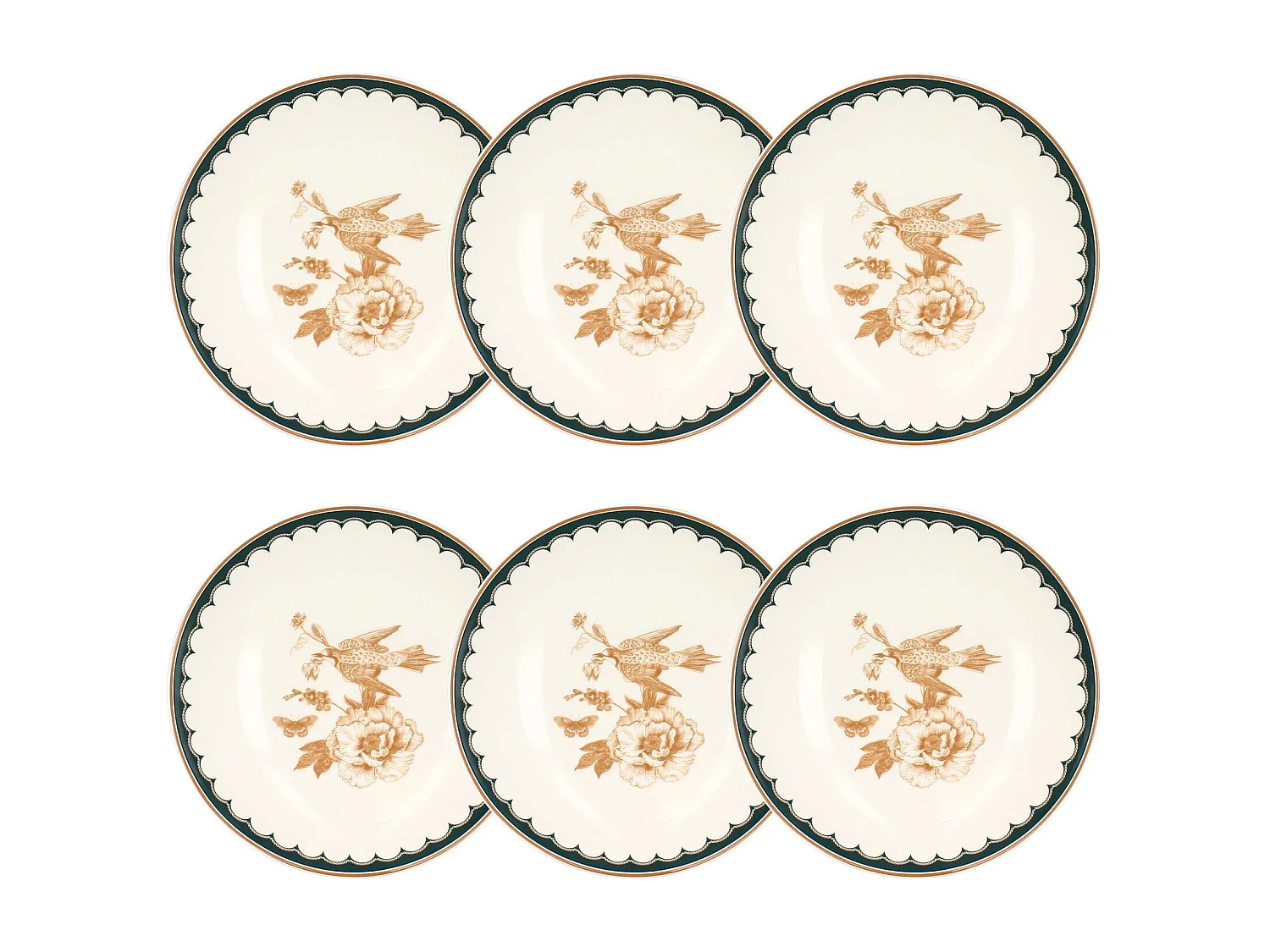 Novastyl - Lot 6 Assiettes Creuses Botanic 21cm En Porcelaine