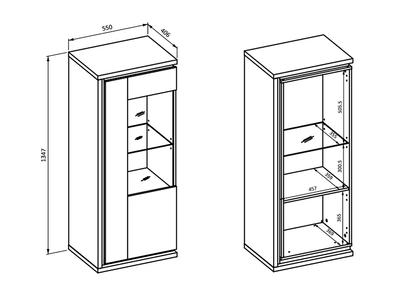 Vajillero 1 puerta apertura hacia la derecha Iria Cachemira y Madera
