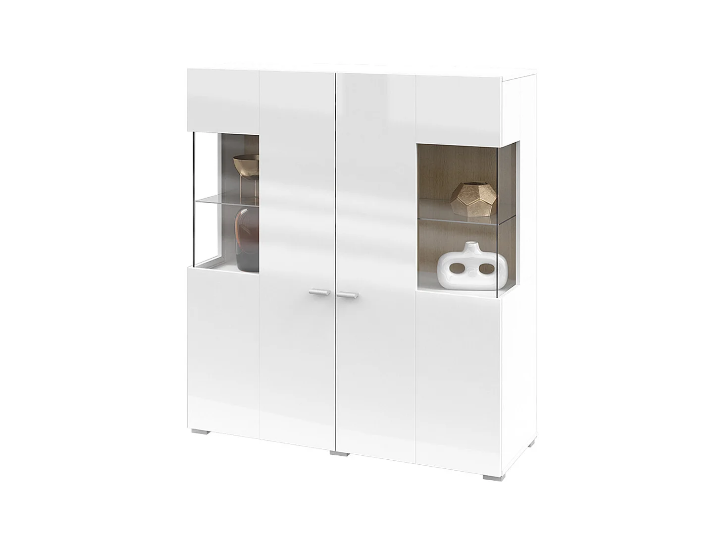 Vaisselier 2 portes Akram Blanc et Bois