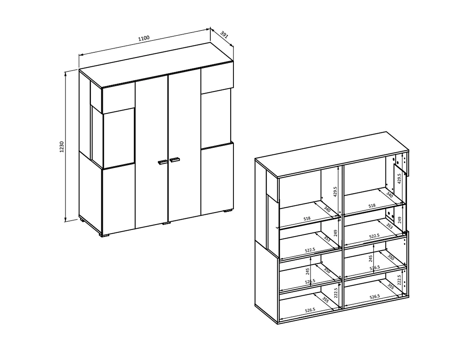 Credenza 2 ante Akram bianco e marrone 123cm