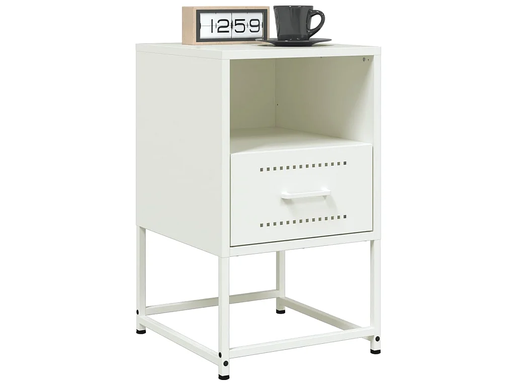 Comodino Bianco 36x39x60,5 cm in Acciaio