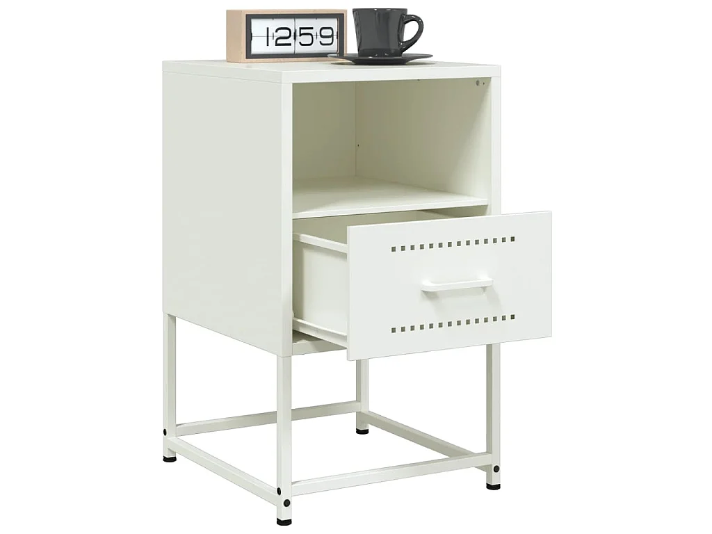 Comodino Bianco 36x39x60,5 cm in Acciaio