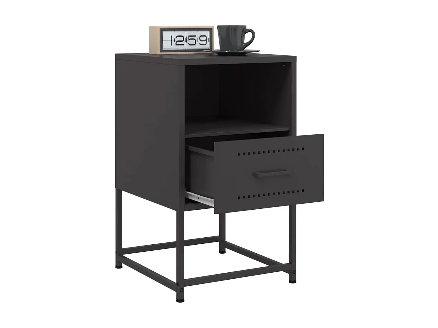 Table de chevet noir 36x39x60,5 cm acier