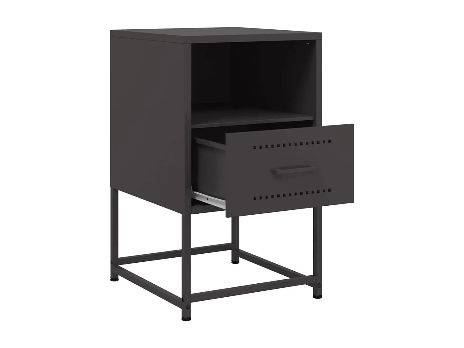 Comodino Nero 36x39x60,5 cm in Acciaio