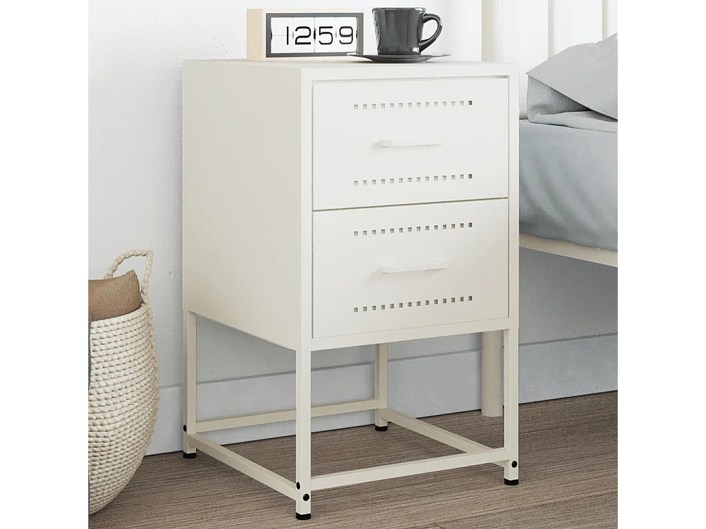 Comodino Bianco 36x39x60,5 cm in Acciaio