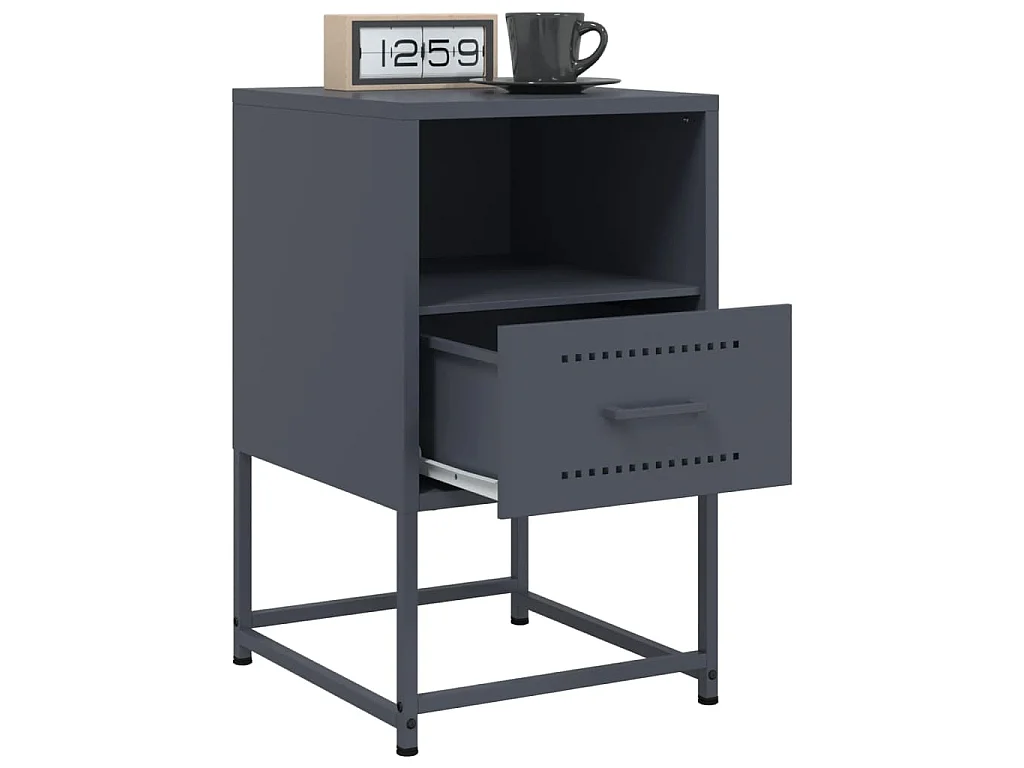 Table de chevet anthracite 36x39x60,5 cm acier